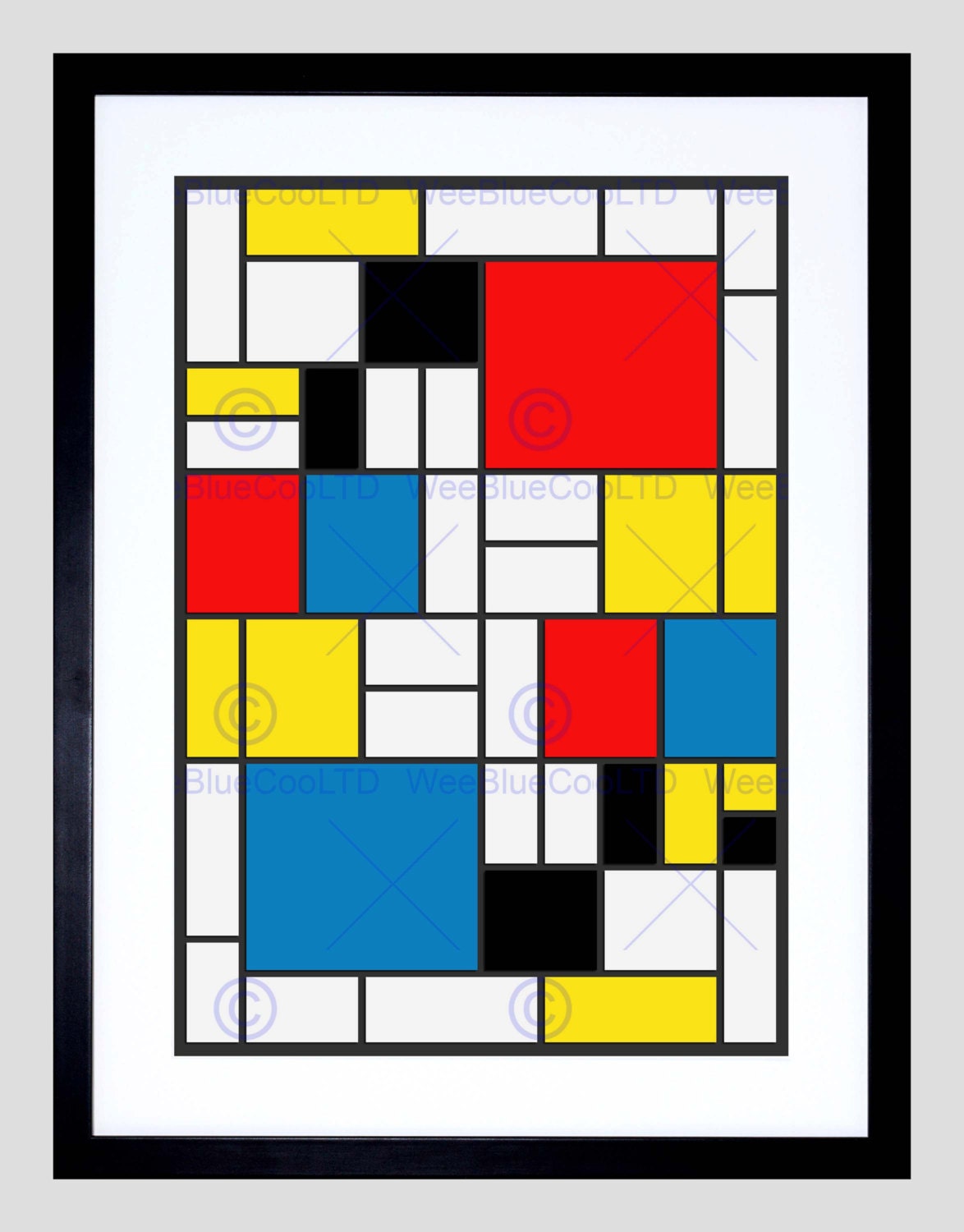 Painting Mondrian Abstract Cubes Squares Old Master Art Print