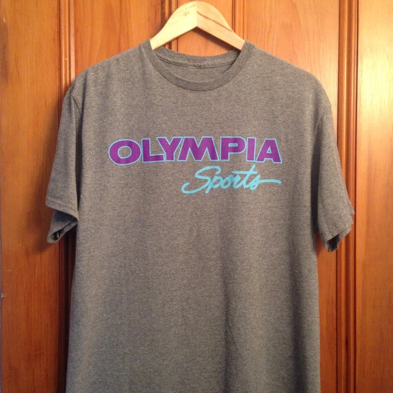FREE US SHIPPING Olympia Sports T-Shirt Heather Gray w Neon