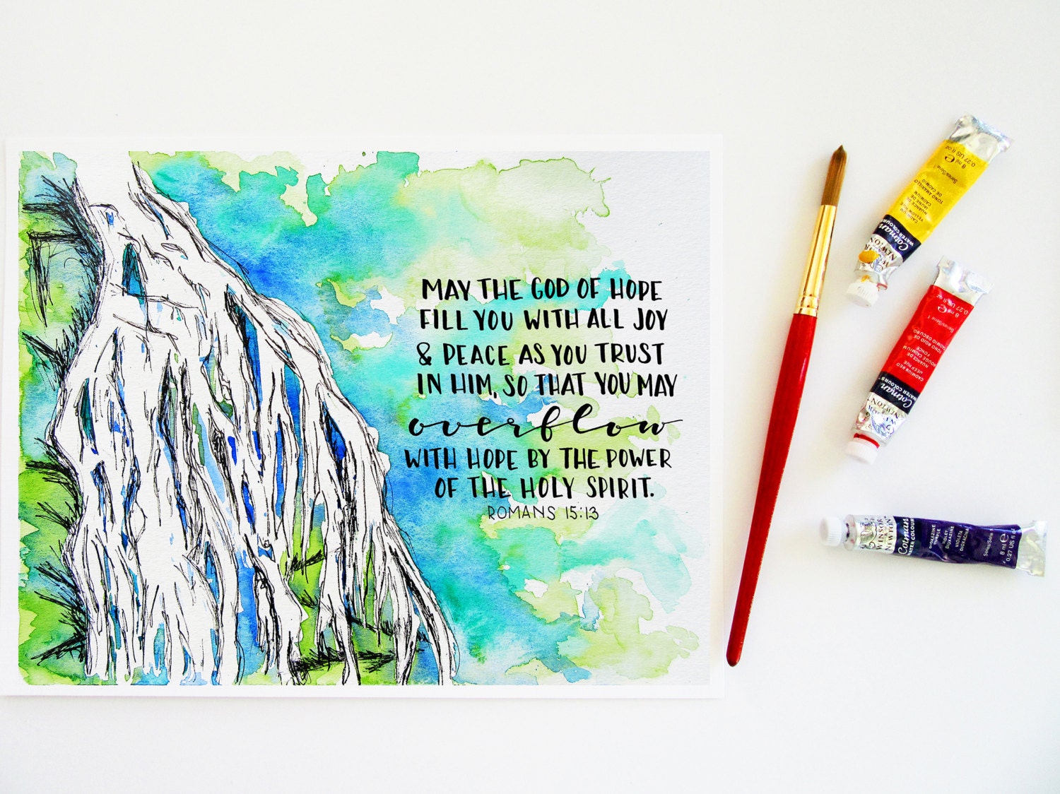 Overflow print // Watercolor print // Bible verse // Scripture
