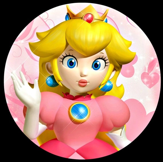 SUPER MARIO Princess Toadstool 8 Circle Round Edible