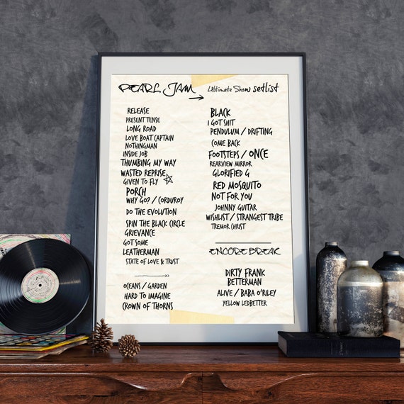 Pearl Jam Ultimate Concert Setlist Eddie by BohemianInkDigital