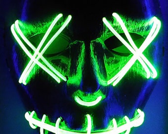 Green LED Purge Rave Mask for DJ, Edc, Ultra, Music Festival, Concerts, Clubs, EDM