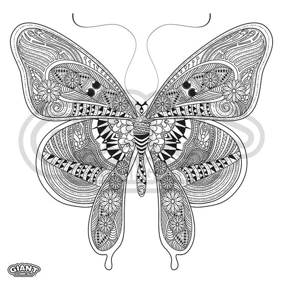 Download Adult coloring poster Butterfly Giant by GiantColoringPage on Etsy