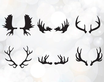 Deer Horn SVG Collection - Antler Clipart - SVG Files for Silhouette Cameo or Cricut - Deer Horns vector graphic - Deer Antler clipart