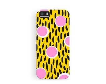 Polka Dot iPhone SE Case, Yellow iPhone 5 Case, Spotty Phone Cases, Protective iPhone 5s Case, Tough iPhone 5 Case, PinkPhone Cases, 6s case