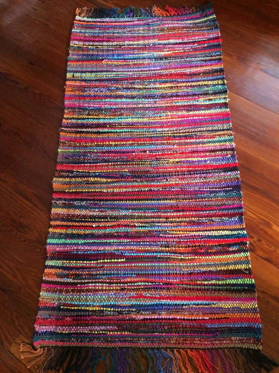 handwoven rag rug by MusicStreetStudios on Etsy