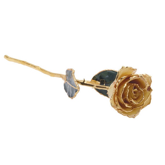 24k Gold dipped Rose Lacquered White Rose