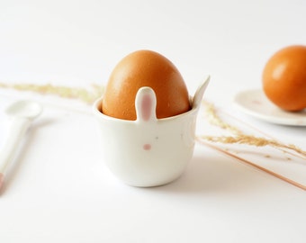 Bunny Egg Cup, Ceramic Rabbit Coffee cup, Little Pottery Rabbit Cup, Handmade pottery shot glass, Animal shape cup. Italian clay, glaze.