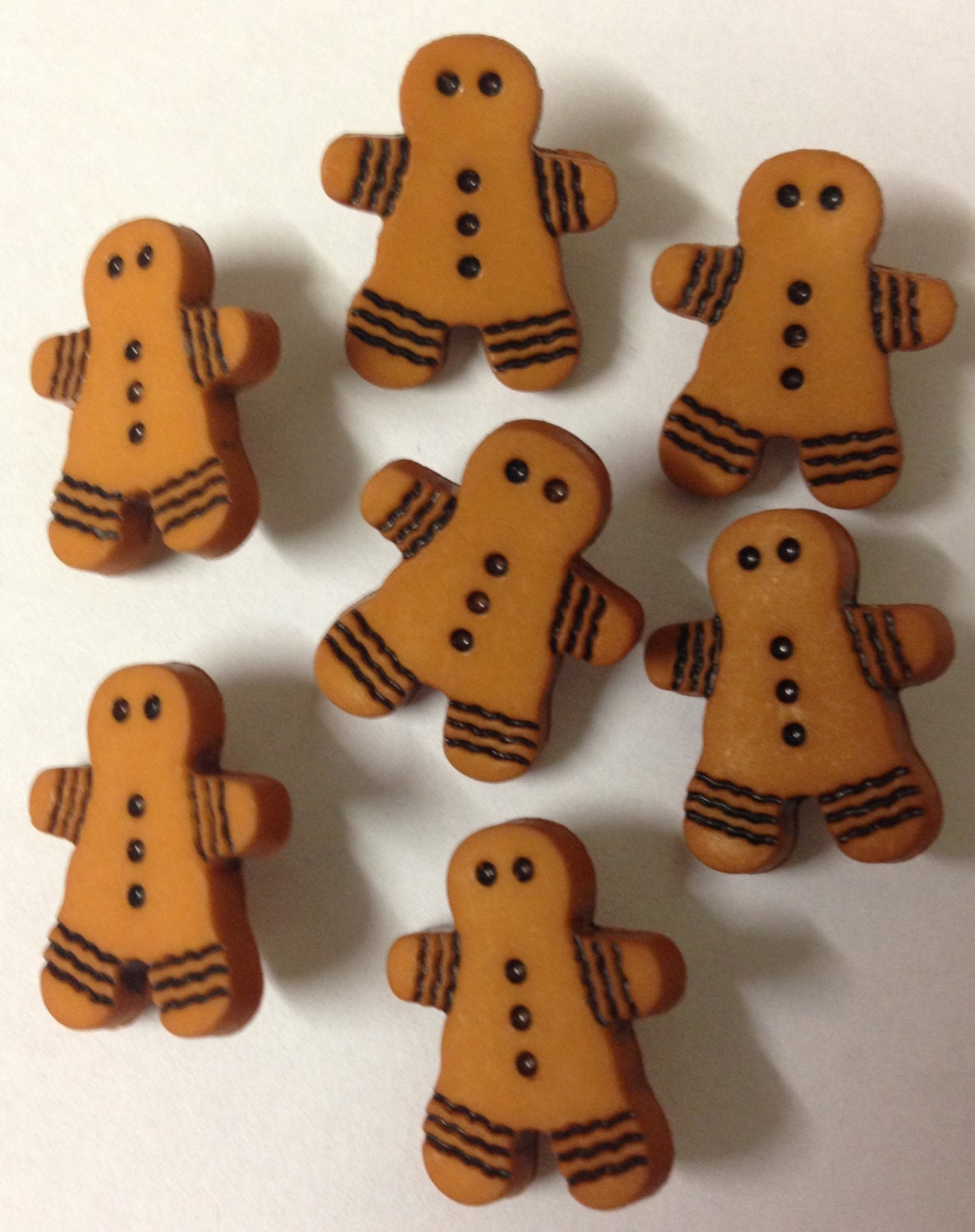 10 x Tan Gingerbread Man Shaped Buttons With a Shank. Size