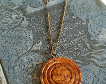 Burled Mesquite Wood Handmade Pendant Necklace