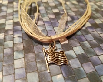 Sale American flag cord necklace c