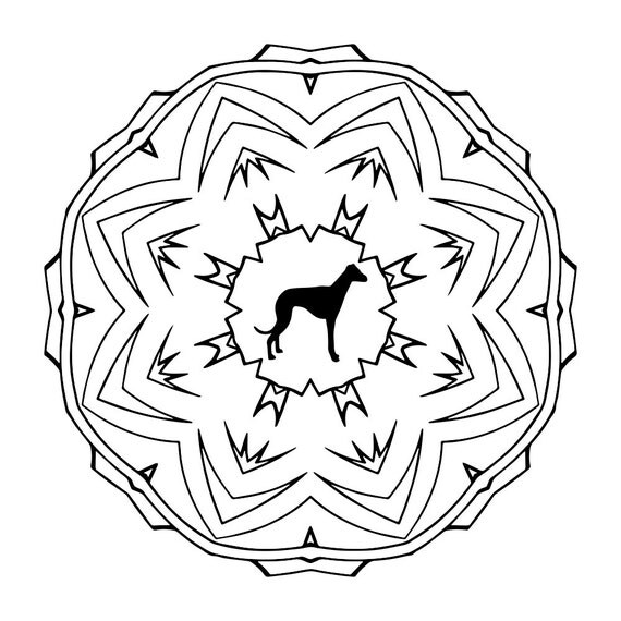 Download Mandala with Greyhound Adult Colouring by CalmingColouringBook