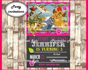 Lion Guard girl chalkboard Invitation, printable Lion Guard girl Birthday Invitation, Lion Guard invitation, Lion Guard party invitation