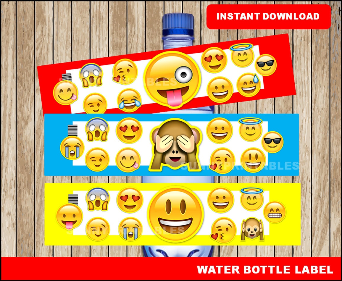 Emoji water bottle labels printable Emojis water Emoji party