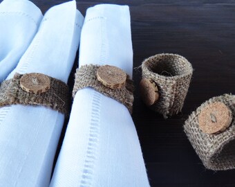 Napkin Rings Set, Burlap Rings, Table Decor