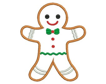 4 sizes Gingerbread Applique Design, Christmas Applique Design, Instant Download Machine Embroidery Design