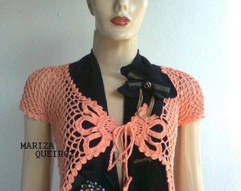 MADE TO ORDER Crochet vest, handmade summer bolero, crochet bolero, nude bolero, coral vest, fashion crochet, summer crochet, beach wear