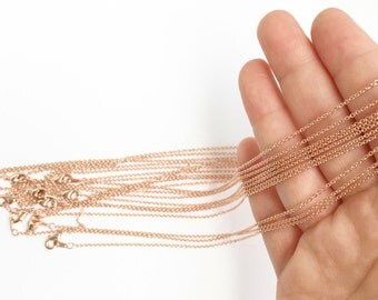 10 Pcs DAINTY rose gold chain bulk necklace chain, Jewelry Supply, Rose Gold cable Chain 16K USA Bulk Jewelry Supplies 10CHND-R