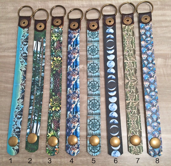 Leather Belt Key Fob/ Belt Keychain with Digital by Hollyhawk