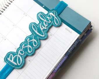 Boss lady Planner band ~ Planner band turquoise glitter ~ Boss lady bookmark ~ Turquoise bookmark ~ Page marker Boss Lady