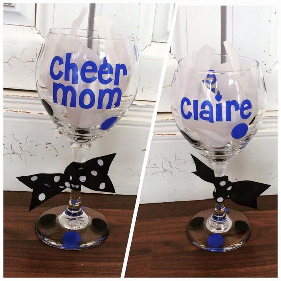 Items similar to Personalized Cheer Mom Wine Glass Cheer Coach Wine