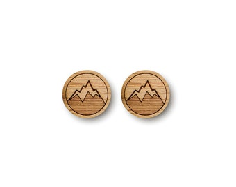 Mini Mountain Earrings. Mountain Earrings. Wood Earrings. Stud Earrings. Laser Cut Earrings. Bamboo Earrings. Gifts For Her. Gift For Women.
