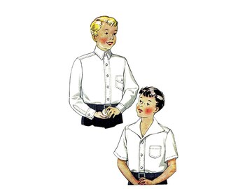 1930s Boys Front Button Shirt Simplicity 1509 Vintage Sewing Pattern Size 6 Chest 24
