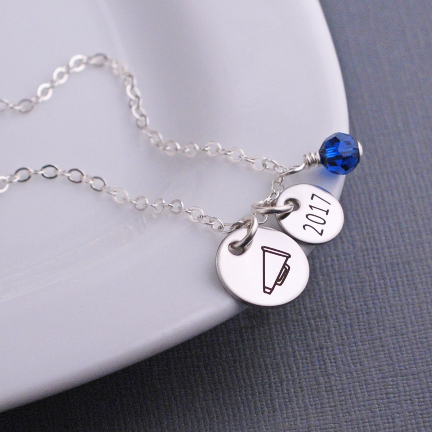 Cheerleader Necklace Personalized Megaphone Charm Necklace