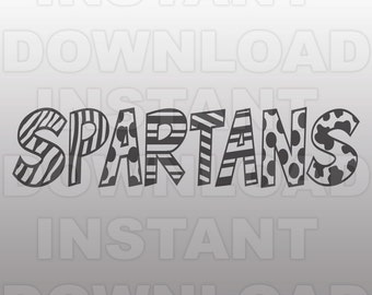 Spartans SVG File - Spartans Sports SVG File - Varsity SVG - Vector Clip Art-Commercial & Personal Use-Cricut Design Space, Silhouette Cameo