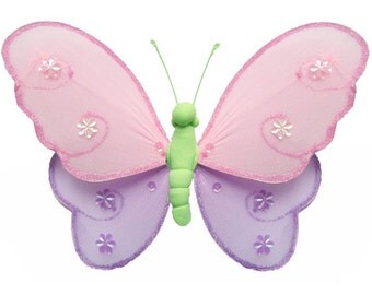 Butterfly Baby Shower Decorations Nylon Hanging Fake Butterflies Decorate Girls Nursery Room Wall Ceiling Decor Birthday Party Favors Hailey