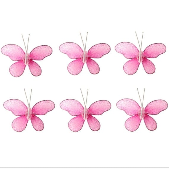 Small Butterflies Set of 6 Mini Fuchsia Petite Butterfly