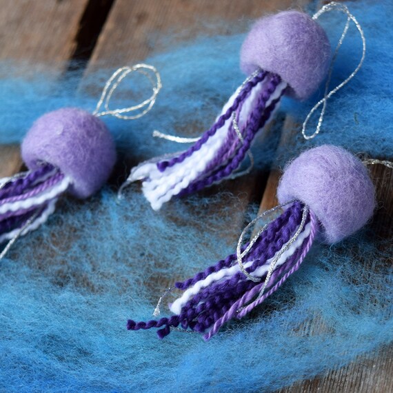 Items similar to Purple Jellyfish Needle Felted Nautical Christmas