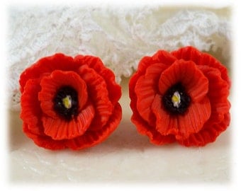 Poppy Earrings Stud or Clip On - Poppy Jewelry Collection