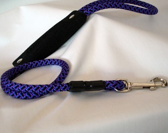 Climbing Rope Dog Leash - 3 Foot - 8mm Purple Climbing Rope - Foam Handle - Rope Dog Leash - Rope Leash - Comfortable Grip - READY TO SHIP