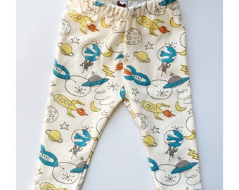 Organic Spaceship Knit Cotton Leggings // Preemie-24 mos.
