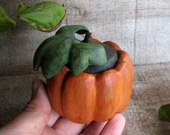 Autumn Wedding or Engagement Fine Art Ring Box - Ambrosia Maple and Holly Wood Pumpkin - Cucurbita sp by Tanja Sova