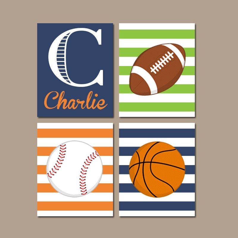 SPORTS Wall Art CANVAS or Prints Boy Nursery Artwork Sports