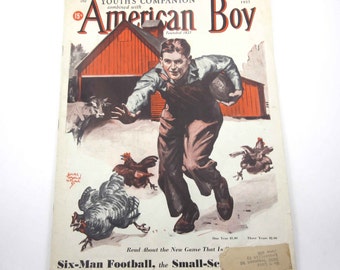 The Youth's Companion Combined with American Boy Vintage 1930s Magazine Barnyard Farm Chicken Cover Edgar Franklin Wittmack September 1937