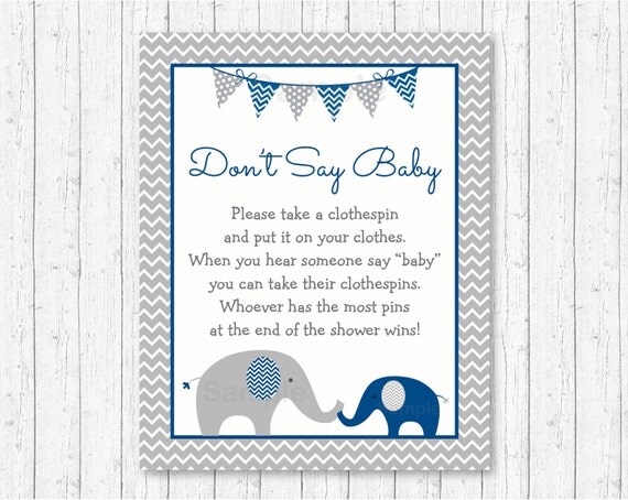 Elephant Don't Say Baby Baby Shower Game / Elephant Baby Shower ...
