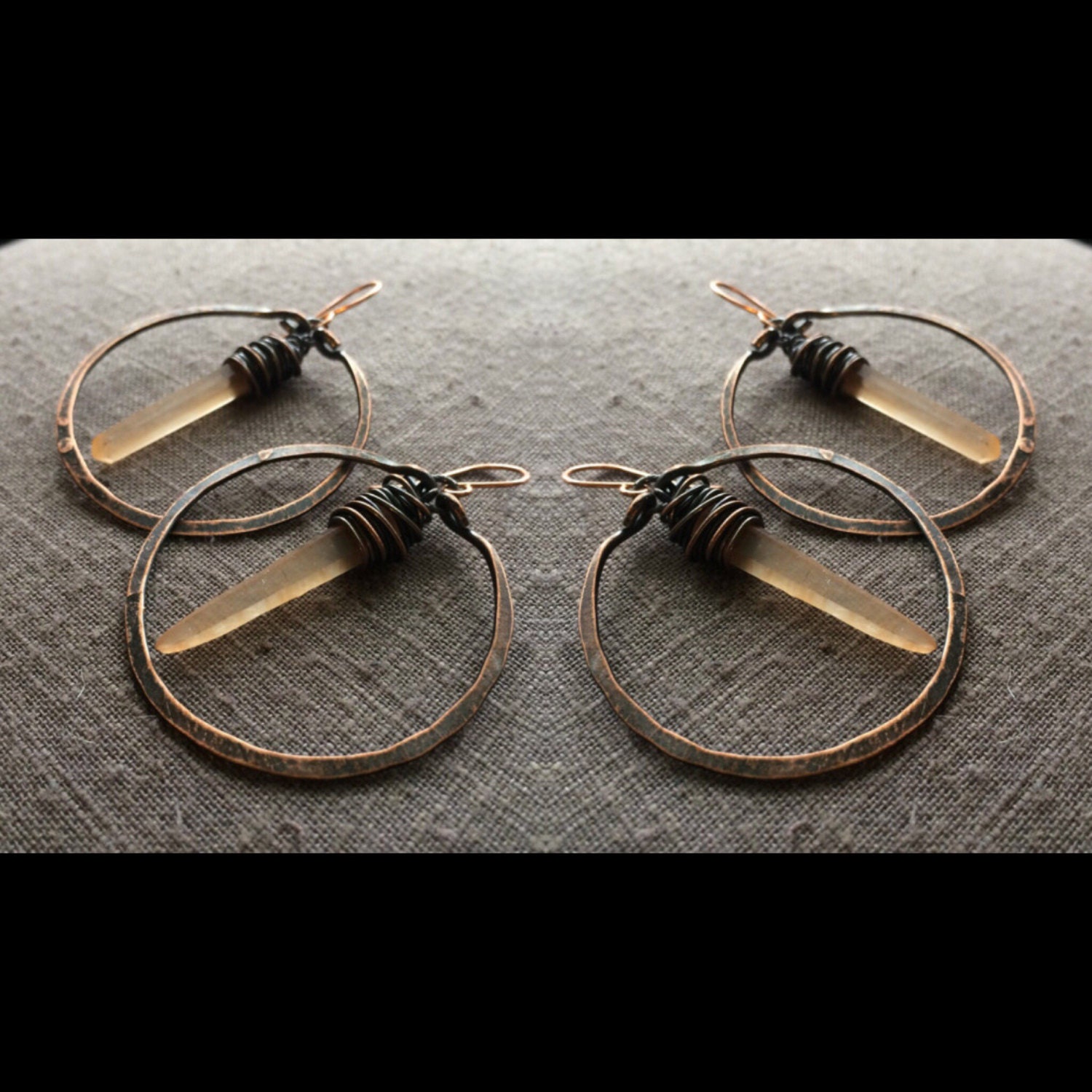 Dangle Hoop Earrings Healing Crystal Earrings by daniellerosebean