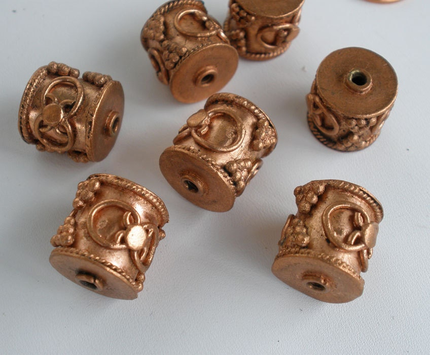 Solid Copper Bali Style Barrel Beads 15mm Large Hole 1pc 3pc
