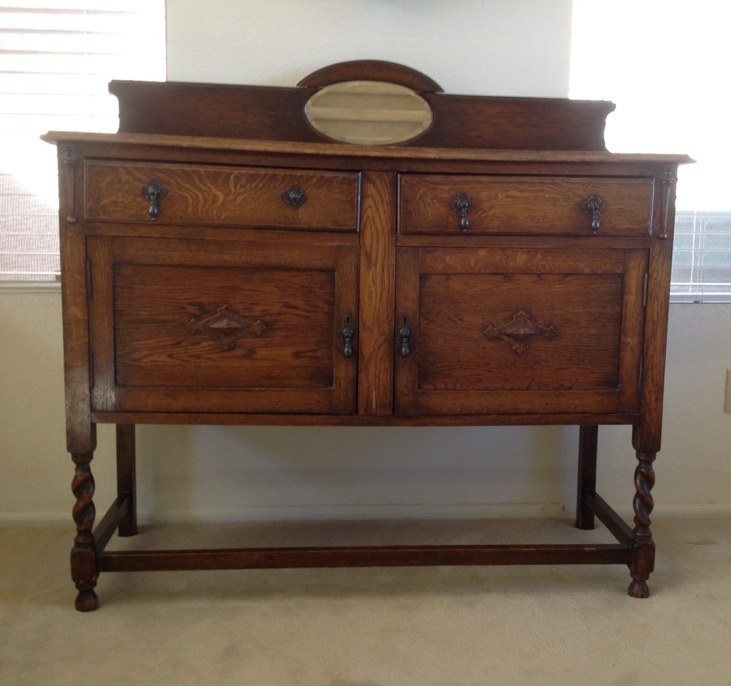 Antique English Oak Buffet Server Sideboard or by tucsonvintage