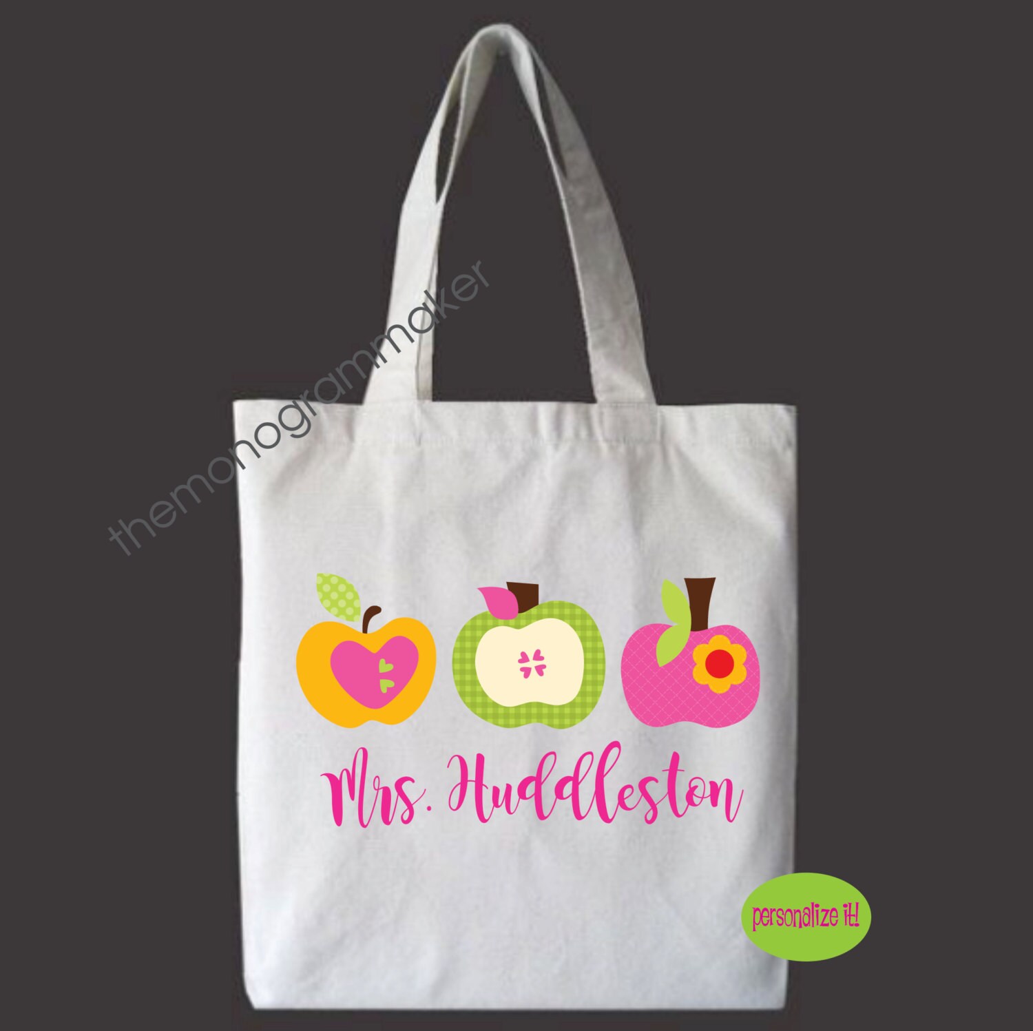 monogrammed tote bags for teachers Personalized Teacher Tote Bag