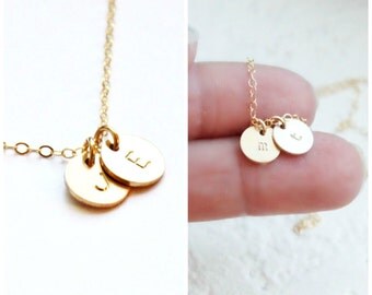 Tiny Gold Initial Necklace 1, 2 or 3 Initial Necklace, Personalized Necklace, Dainty Gold Necklace, Letter Necklace, Bridesmaid Necklace