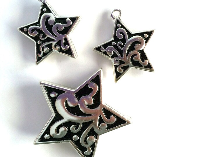 Set of Detailed Celestial Star Charms and Pendant Decorative