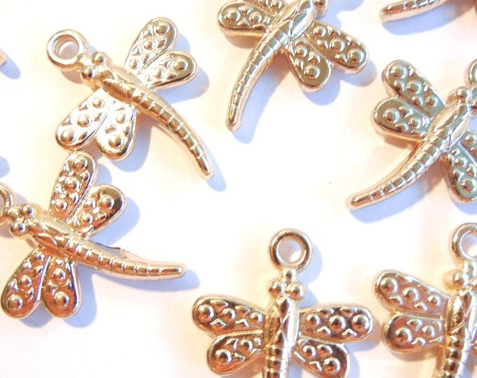 12 or 6 Pairs of Dragonfly Charms Metallic Plastic