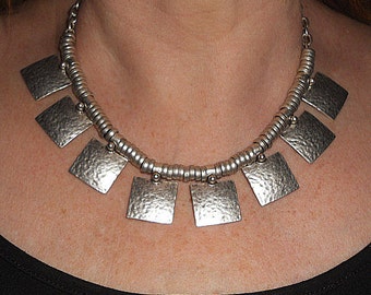 Statement necklace, silver bib necklace, boho chic necklace, unique necklaces, silver ethnic jewelry, boho jewelry, metal jewelry, gift