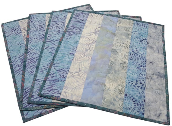 Quilted Placemats in Shades of Blue Batik by Sieberdesigns ...