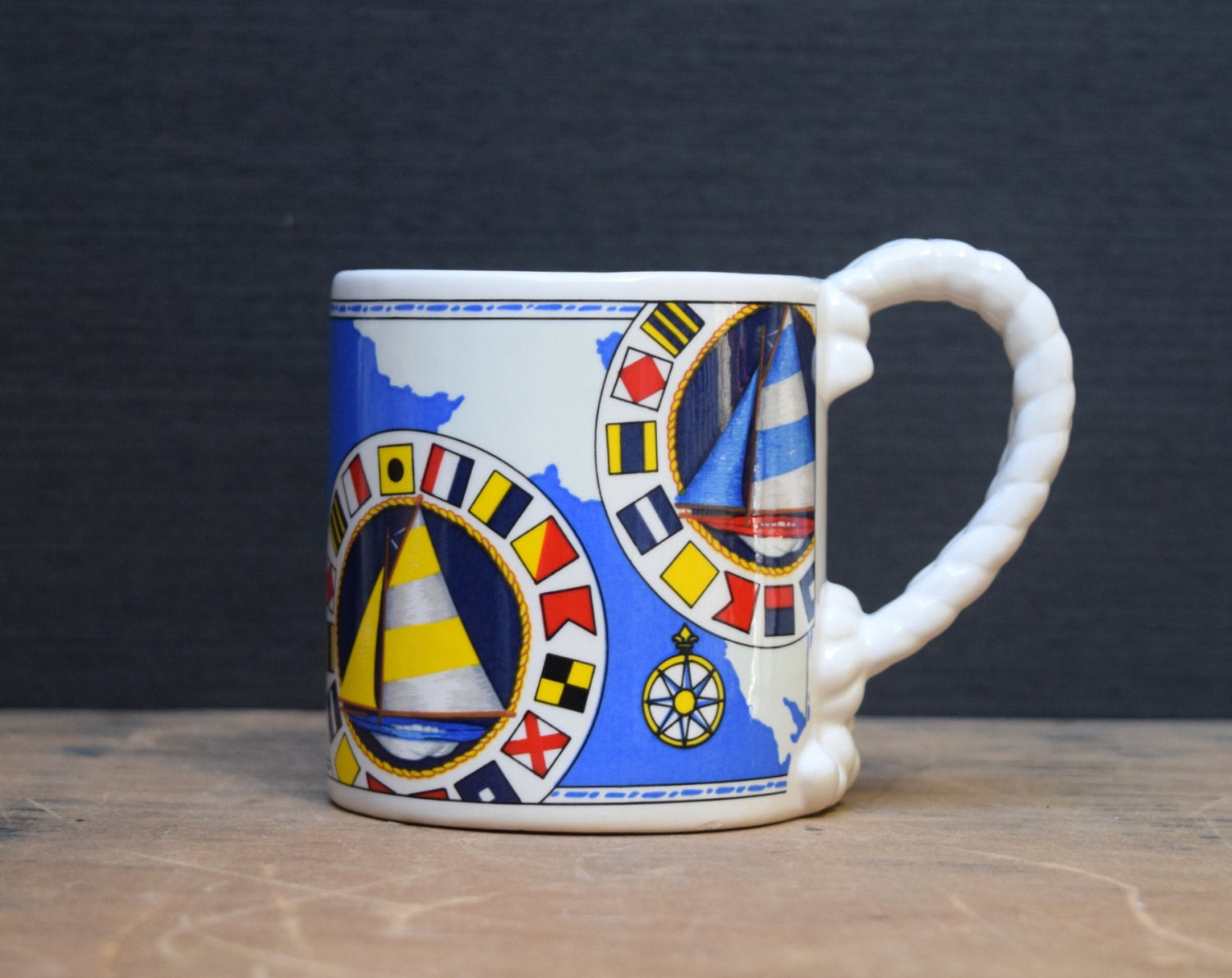 Nautical Sailboat Coffee Mug Sailing Maritime Signal Flag