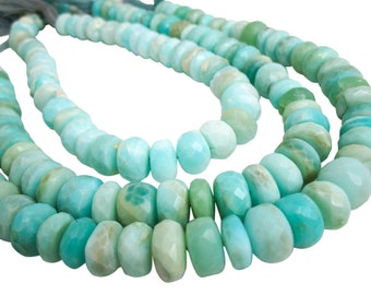 Blue Peruvian Opal Beads, Peruvian Opal Beads, Blue Opal Beads, Rondelles, 14 to 16mm, Blue Opal Rondelles, Wholesale Opal, SKU 4355A